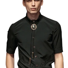 Высокое качество мужские летние королевские принцы формальные тонкие рубашки с вышивкой мужские классические повседневные рубашки с коротким рукавом ретро мужские s 15329