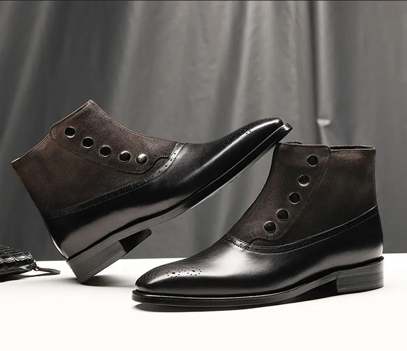 Новое поступление; Роскошные Брендовые мужские ботинки из натуральной кожи; деловая официальная модная обувь; мужские ковбойские ботильоны «Челси» на высоком каблуке