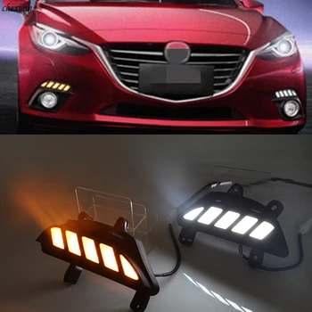 

CSCSNL 1 set 12V ABS Fog Lamp DRL Daytime Running Light Car-styling Yellow turn signal For Mazda 3 Axela 2014 2015 2016