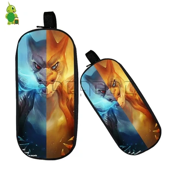 

Pokemon Mega Charizard Split Pencil Case Boys Girls Stationery Storage Bags Double Layer Pen Pouch Large Capacity Makeup Bag