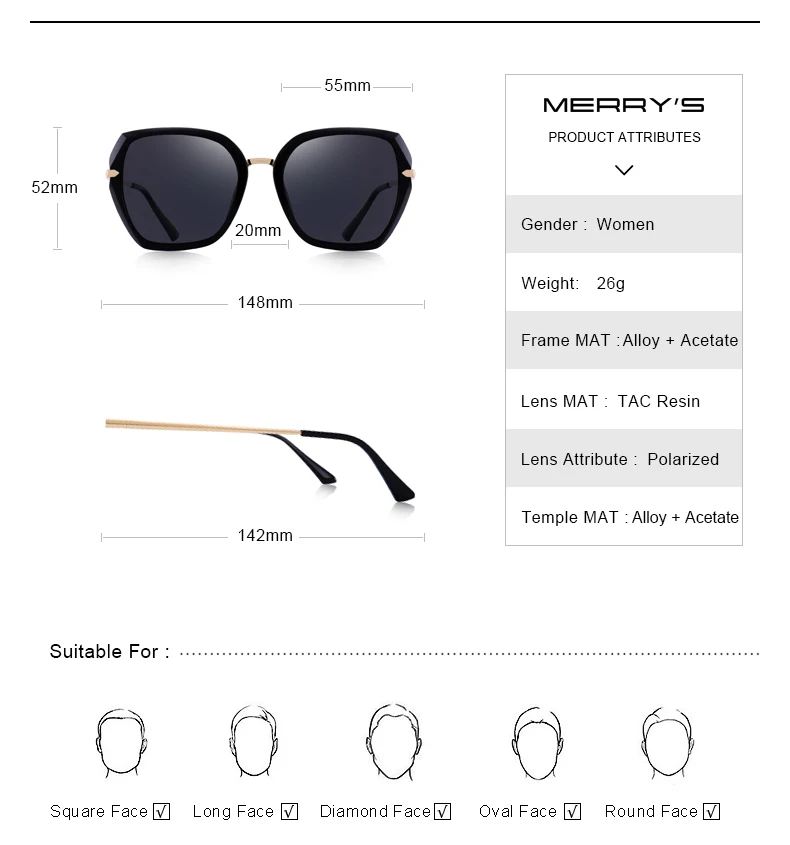 MERRYS DESIGN Women Vintage Cat Eye Polarized Sunglasses Ladies Luxury Brand Trending Sun glasses UV400 Protection S6182