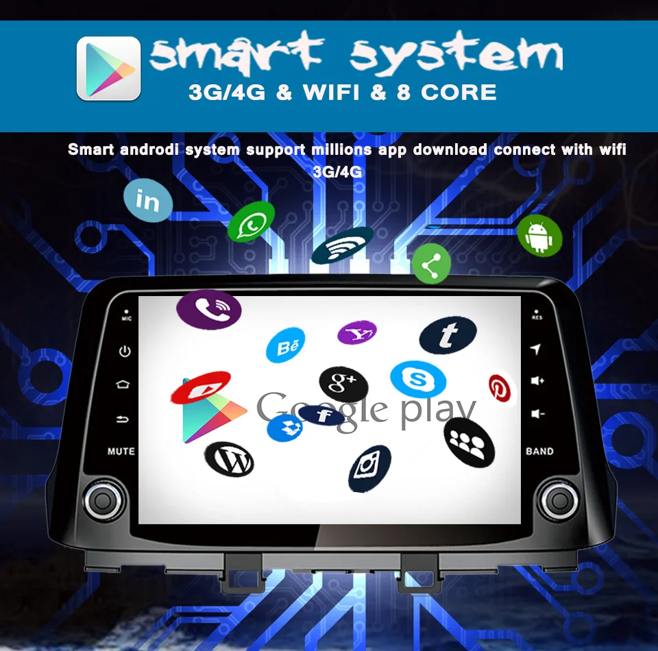 Perfect Auto Octa Core 4G+64G android 9.0 car Gps dvd for Hyundai Kona 2017 2018 Auto car radio video player gps navigation in dash 10