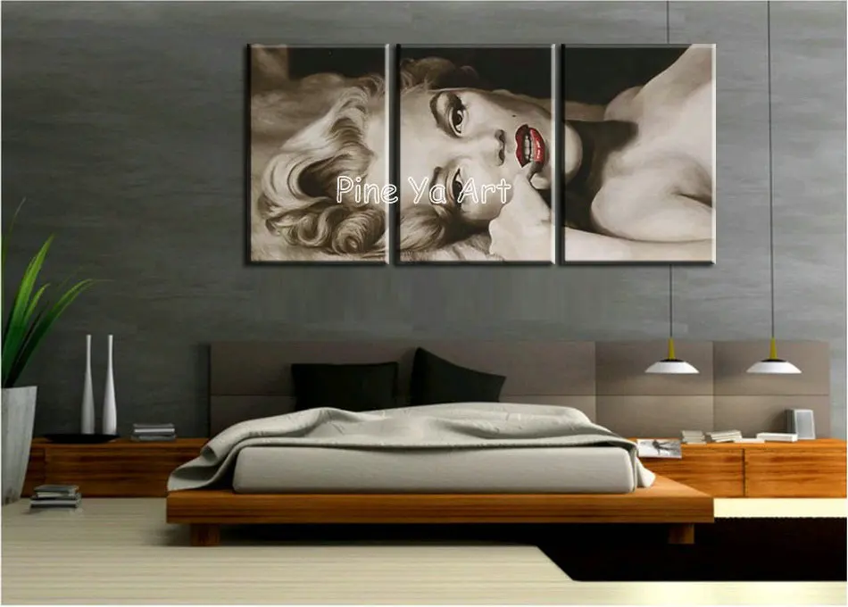 3 unidades abstracta arte de la lona pintura hecha a mano fotos de