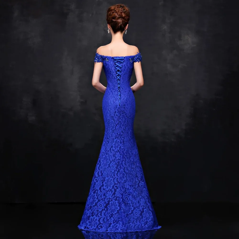 Длинное кружевное платье русалка с открытыми плечами и вырезом лодочкой|bridesmaid