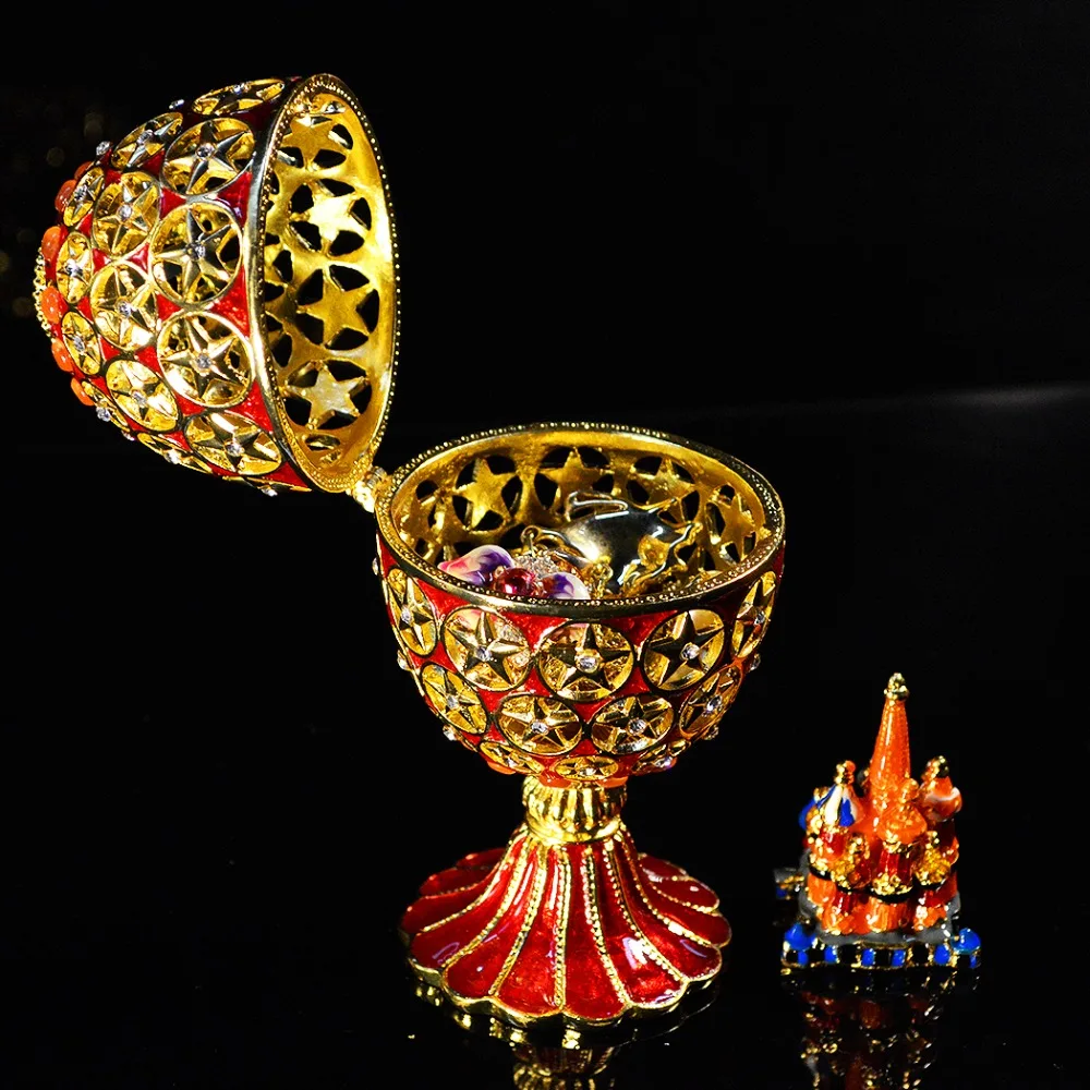 Яйцо ручной работы QIFU Faberge с маленьким замком в подарок|Бутылки банки и коробки| |