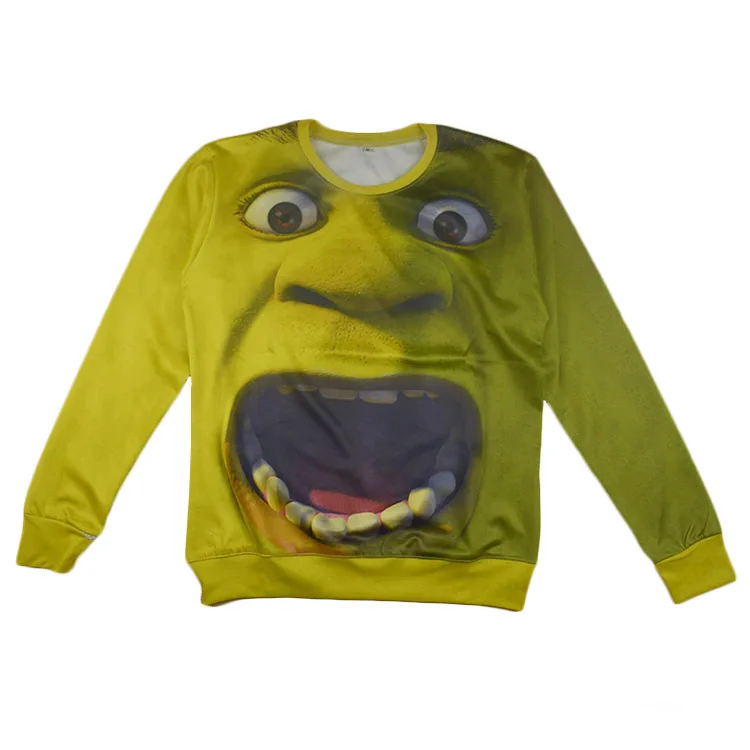 

New fashion men/women 3d hoodies pullover funny cartoon Shrek sweatshirt spring/fall female Harajuku top clothing size size