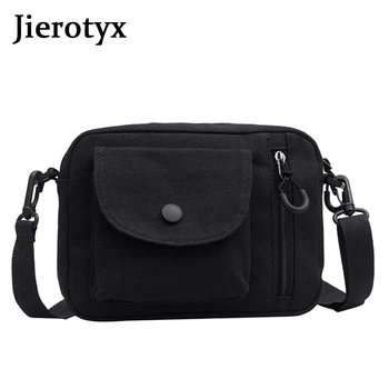 

JIEROTYX Nylon Shoulder Bags For Women Hasp Solid Canvas Joker Cute Messenger Shoulder Small Square Bag Sac Main Femme Hip Hop