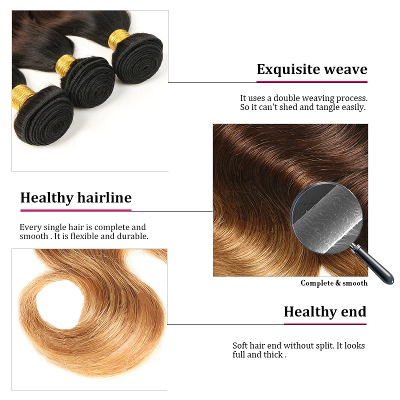 Ombre Human Hair Blonde 2 3 Bundles With Frontal T1B427 Non Remy Brazilian Hair Weave Body Wave Bundles with Frontal Alimice (5)