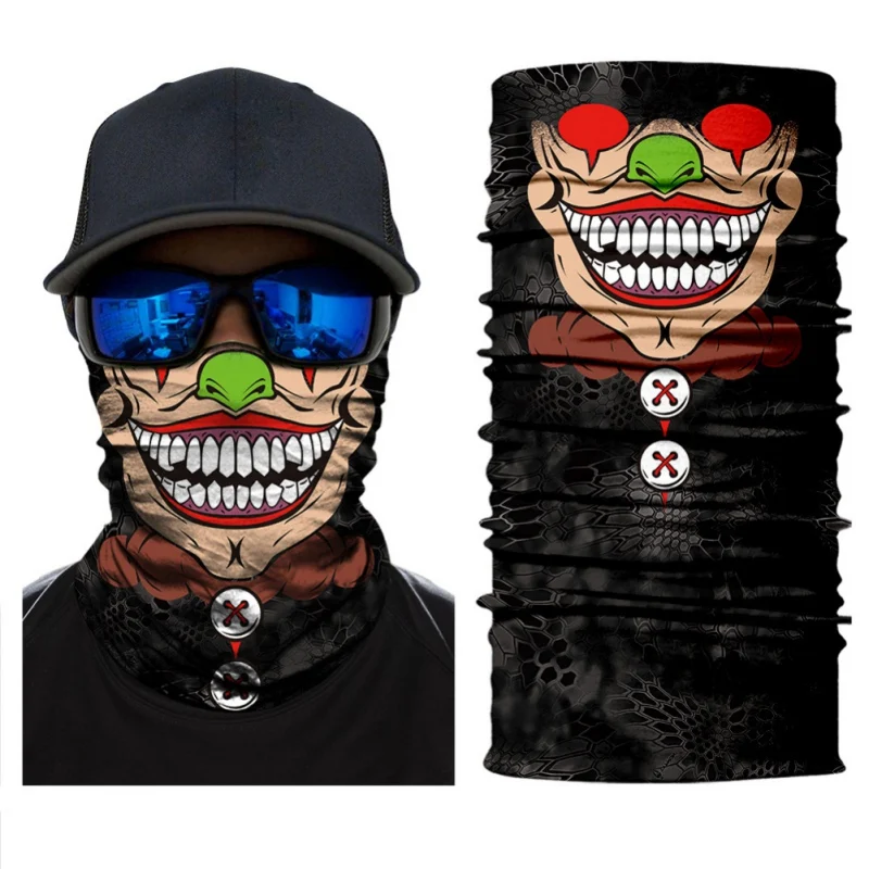 Езда Лицо Капюшон ветрозащитный Бесшовные платок 3D печати клоун Скелет змеиным узором дышащие маска для улицы