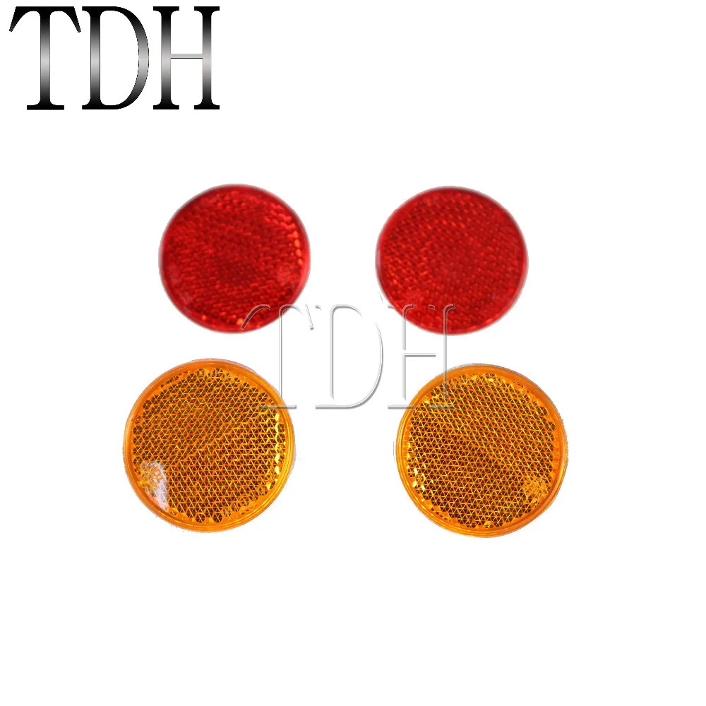 

45mm Round Red And Amber Motorcycle Reflector With Mounting Screw On Back Bolt Stud Fixing