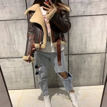 Женская короткая куртка из натуральной овечьей кожи с мехом куртка из натуральной овечьей кожи