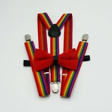 Новые разноцветные подтяжки галстук-бабочку комплект для Для женщин Для мужчин 3 клипов на Susperders бабочка галстук взрослых Размеры Низкая цена, высокое качество