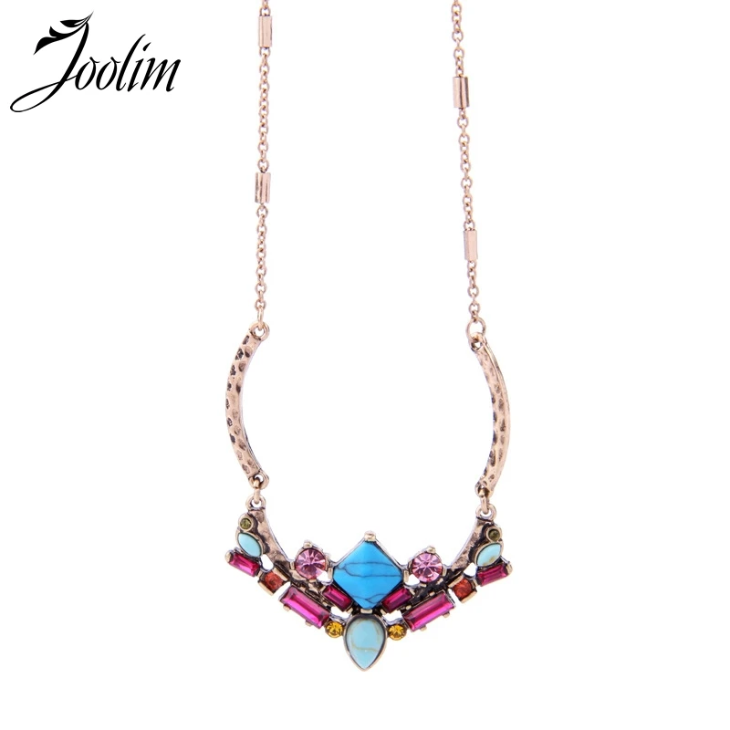 

JOOLIM Vintage Turkey Blue Stone Pendant Necklace High Quality Fashion Jewelry Wholesale