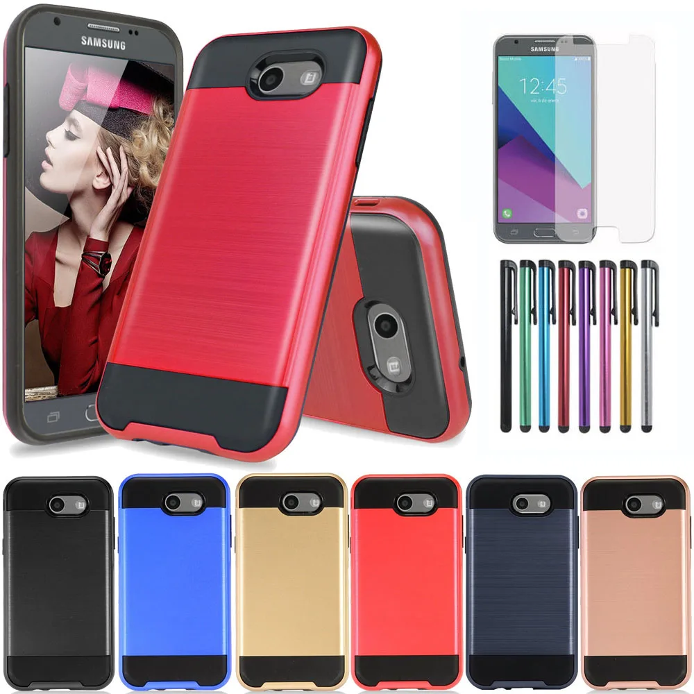

2In1 Hybrid Brushed Armor Case Shockproof Phone Back Cover For Samsung Galaxy J7 2017/J7 V/J7 Sky Pro/J7 Perx/Halo (US Version)