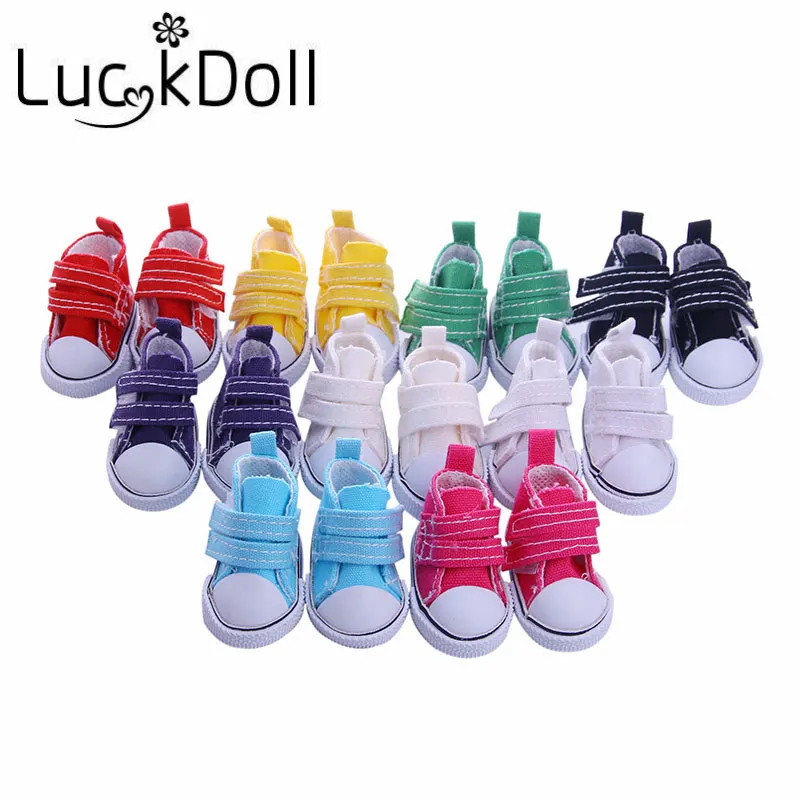 

LUCKDOLL 5 cm Solid Color Canvas Shoes for fit for 1/6 BJD Doll Accessories Girls Toys,Generation,Birthday Gift