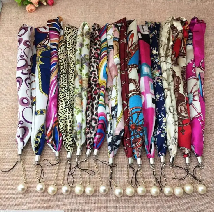 

Cell Phone Strap Polyester Lanyard ID Pendant Rope String Cord Women Scarf holderKeys Clasp Stylish Girly Luxury Mobile Straps