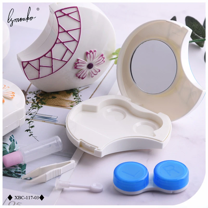 Lymouko Высококачественная цветная ипомея белая с зеркальным контактным объективом чехол для женщин набор держателя портативные контактные линзы коробка
