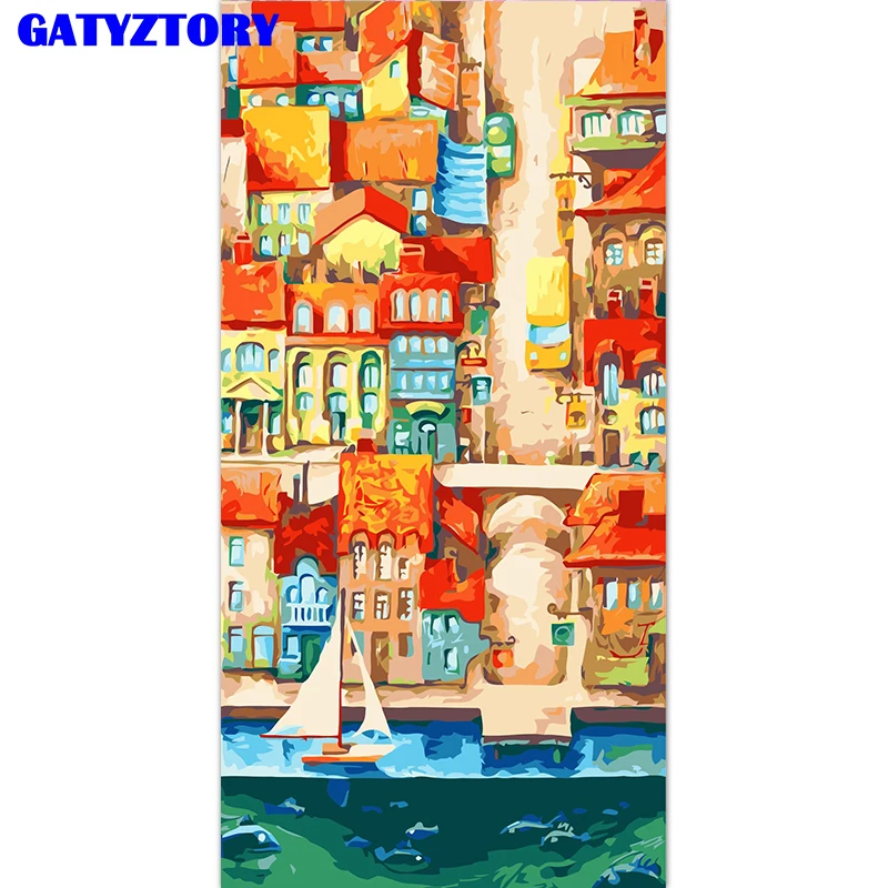 

GATYZTORY Frame Abstract City DIY Painting By Numbers Famous Picture Canvas Painting Hand Painted Large Size For Home Decor