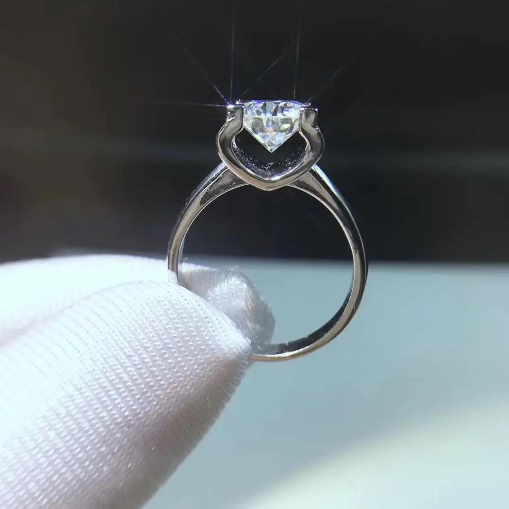 Серебряное кольцо Moissanite 1ct D VVS класса люкс Moissanite кольца из стерлингового серебра 925 для женщин