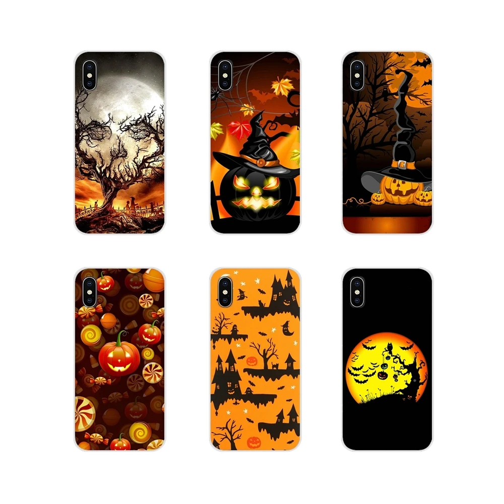 

Happy Halloween Fabric Pumpkins Silicone Phone Skin Cover For Samsung Galaxy S4 S5 MINI S6 S7 edge S8 S9 S10 Plus Note 3 4 5 8 9
