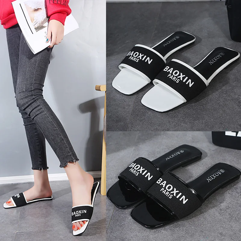 

Summer 2019 New Explosive Flat-soled Sandals Leisure Europe, America, Britain Fashion Slippers Women