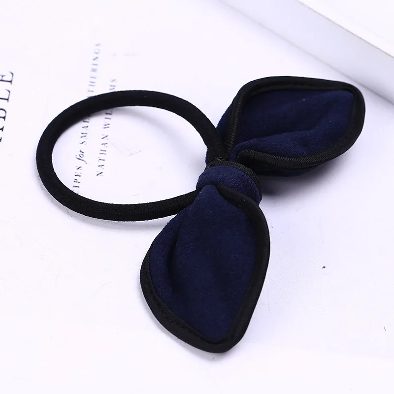 navy blue Новые замшевые тканевые ленты-бантики для волос модная резинка для хвоста держатель для женщин девочек аксессуары для волос веревки для волос - Цвет: navy blue