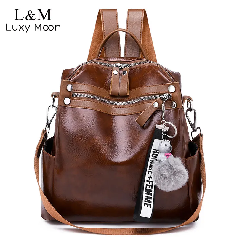 Women Backpack Large Capacity School Bags Multifunction Leather Travel