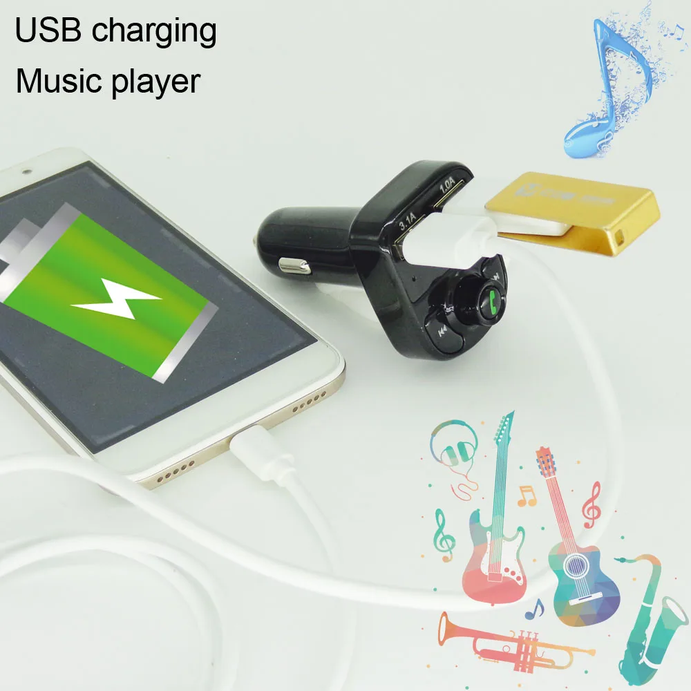 Car FM Transmitters Aux FM Modulator Bluetooth Handsfree Car Kit Audio MP3 Player with 3.1A Quick Charge Dual USB Auto Charger