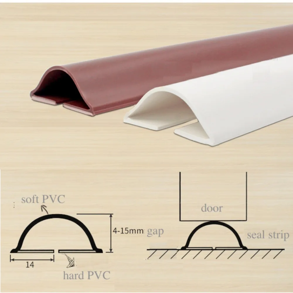 Под дверь проект Stoper дверь внизу печать полосы 1 м Traceless ПВХ уплотнения бар Водонепроницаемый акриловый клей Коричневый и белый цвет