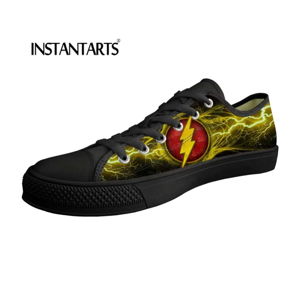 

INSTANTARTS Male Vulcanized Shoes Cartoon Flash Printed Low Top Man's Canvas Shoes Low Top Sneakers Man Shoes Spring Summer 2019