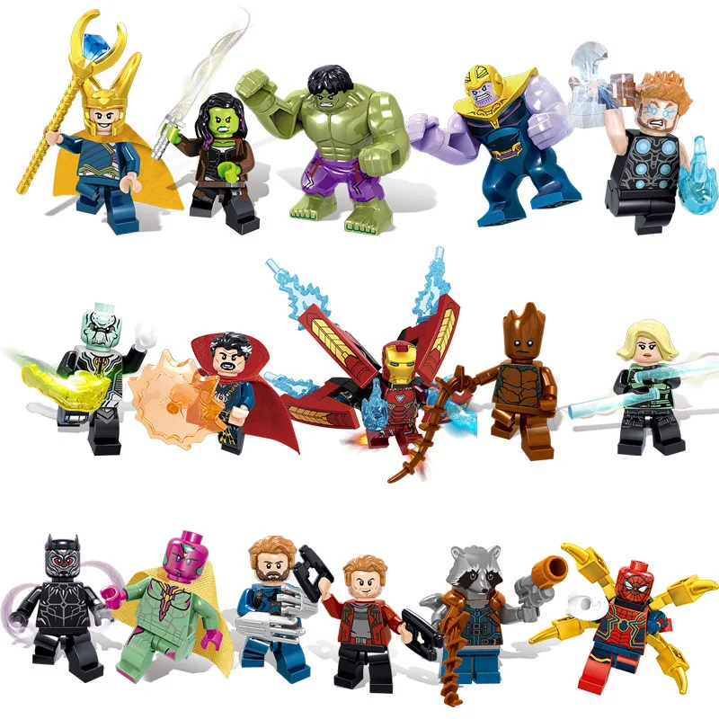 

16pcs/set super heroes Avengers Infinity War Iron Man Hulk Captain America Thor groot Action Figures gift collection of children