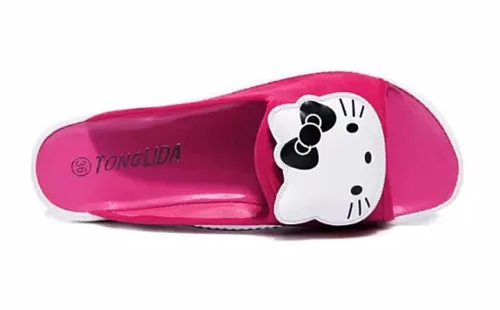 Новинка летние женские шлепанцы Hello kitty повседневные сандалии на толстой подошве