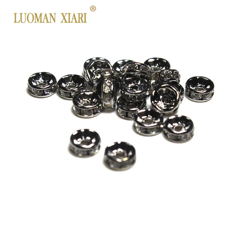 Wholesale 100 Pcs AAA 4/5/6/8 mm Copper Wheels Spacers Beads Golden Silver Black Nickel Rhinestone Beads For Jewelry Making DIY