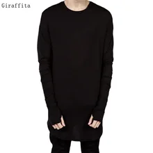 Fashion Thumb Hole Cuffs Long Sleeve Fashion Style Mens Side Split Tee T font b Shirt