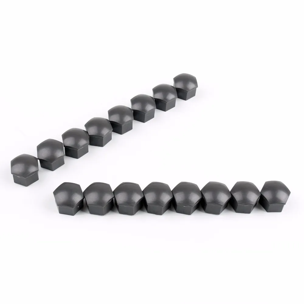 Car Wheel Lug Bolt Nut Hex Caps Cover 17mm 16Pcs Gray