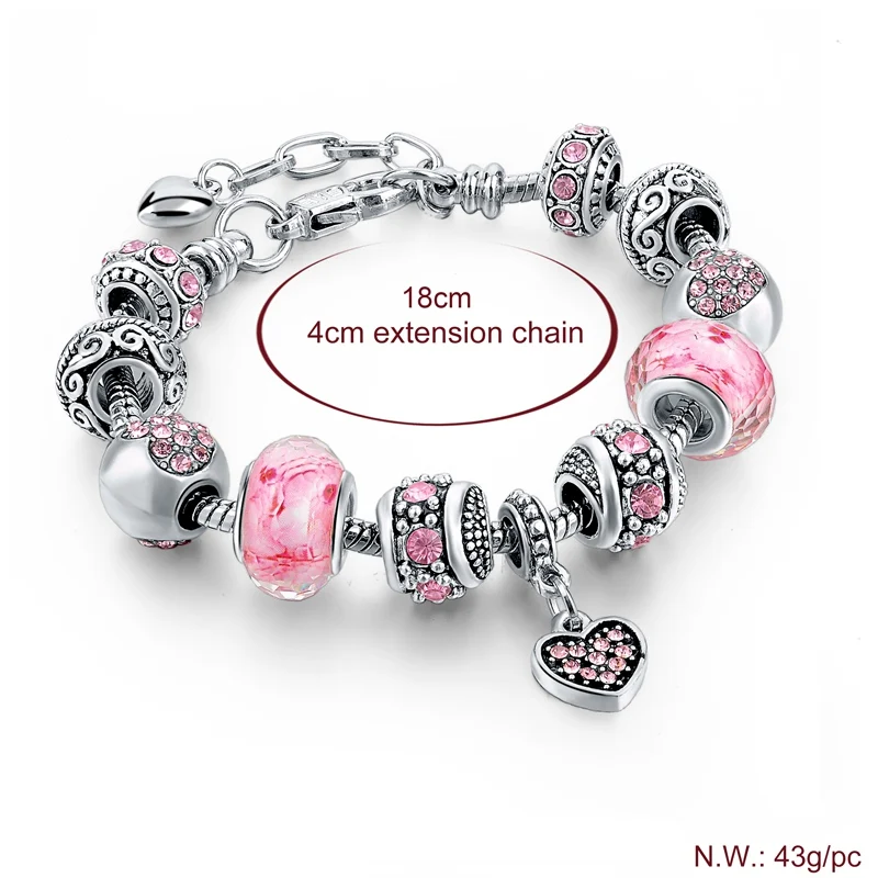 Szelam, розовое сердце, кристалл, очаровательные женские браслеты, 925, серебряные браслеты на цепочке и браслеты для женщин, Femme Pulsera Sbr160073