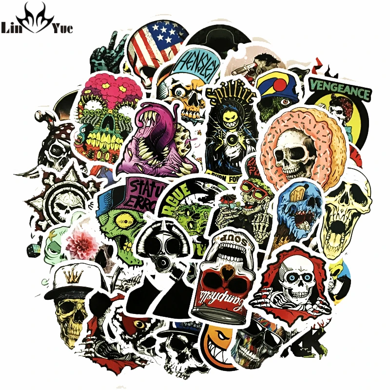 

50Pcs Mixed Horror Stickers for Luggage Laptop Skateboard Bicycle Motorcycle Car Styling Decals Terror Cool Waterproof Sticker