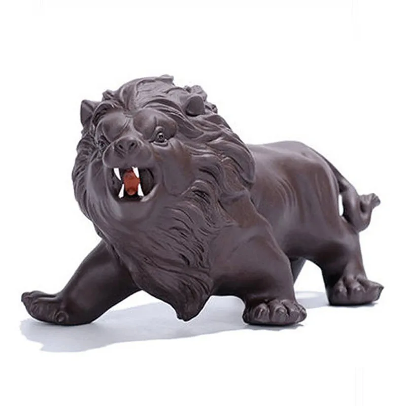 Goedkoop Fijne Paars Zand Thee Huisdier Handgemaakte Keramische Lion King Tearoom Ornamenten Home Decor beste voor Festival Gift Mascotte 1 stks