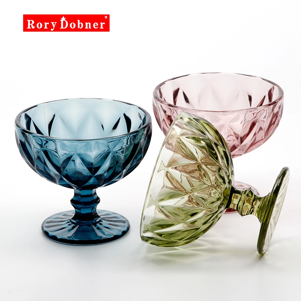 European style Glass Ice Cream Bowl Dessert Bowl Creative Salad Bowl