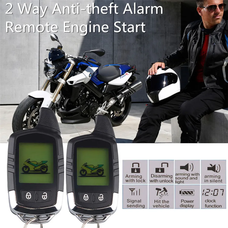 

Universal Remote Engine Start Motorcycle 2 Way Alarm Anti-theft Security System