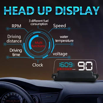 

Car HUD HD OBD2 Projector Head Up Display Digital Speedometer OBDII Windshield Projector Stereo Imaging 8 Display Mode HUD