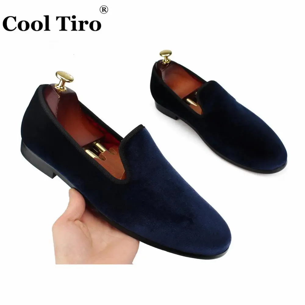 Dark blue Velvet Men Loafers Dress shoes (6)