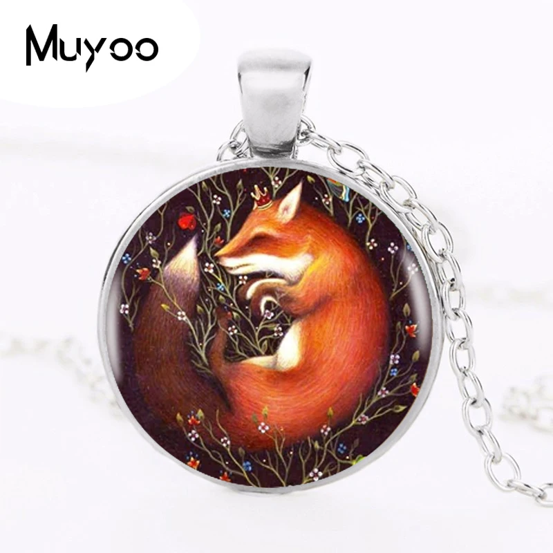 2017 Sleeping Fox In Flowers Pendant Choker Statement Silver Necklace For Women Dress Accessories Fashion Jewelry Glass HZ1