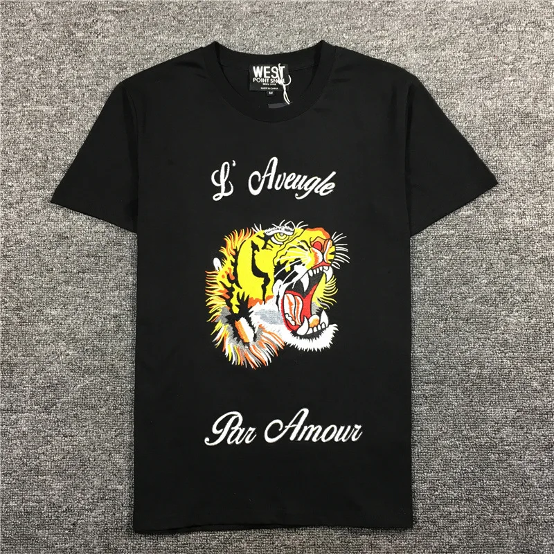 Новая новинка 19ss мужские футболки с надписью «l'aveugle par amour embroider Tiger», футболка в стиле хип-хоп скейтборд, уличная мода, хлопковые футболки, футболка# F58