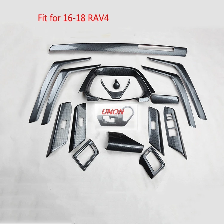 

Fit For Toyota RAV4 2014-2018 interior refit carbon fiber sticker central control door armrest patch Car Styling