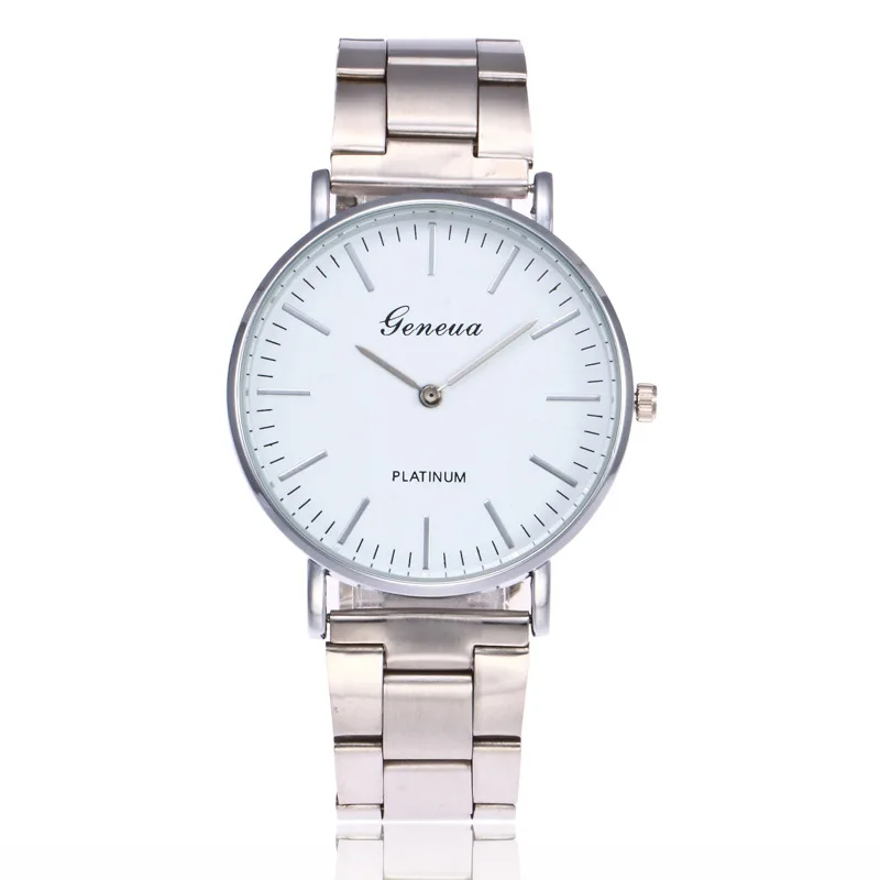 Reloj de cuarzo informal de plata Geneva para hombre y mujer