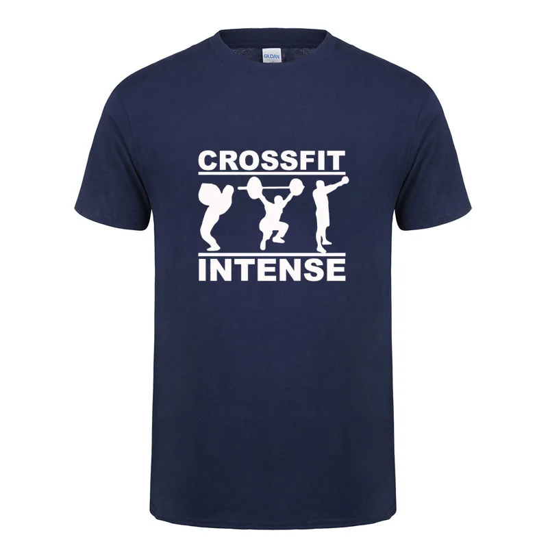 CrossFit Intense футболка Забавный подарок на день рождения для мужчин Папа Отец муж круглый вырез хлопковая Футболка фитнес бодибилдинг одежда - Цвет: Тёмно-синий