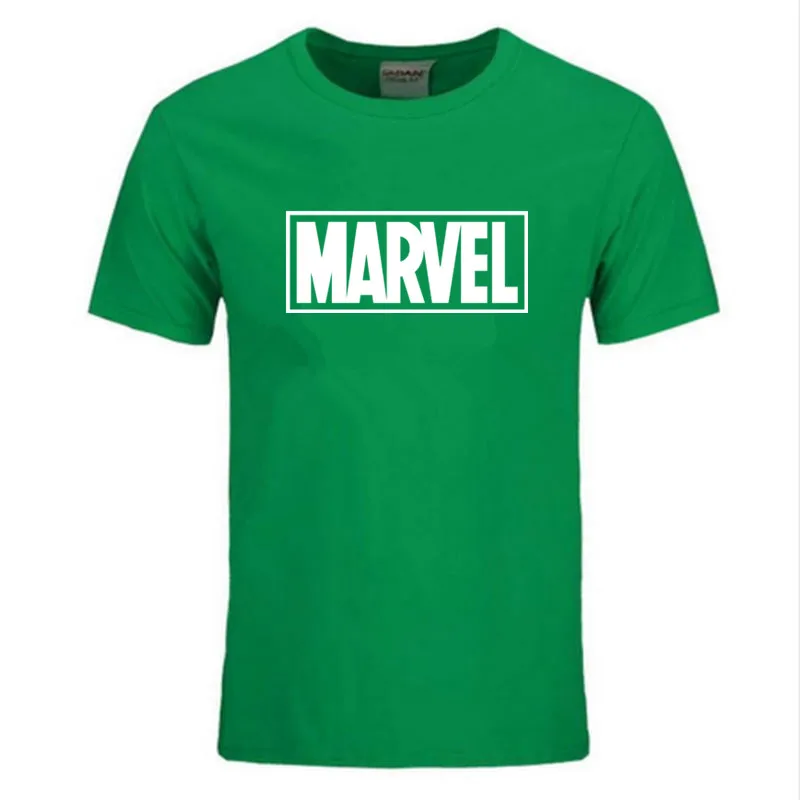 Новая модная футболка Marvel с коротким рукавом, мужской принт супергероев, футболка с круглым вырезом, комическая футболка с надпись Marvel, топы, Мужская одежда, футболка - Цвет: Green white