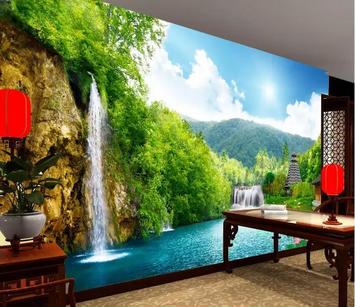 

3d wallpaper custom mural non-woven 3d room wall sticker 3d Mountain lake pavilion floor painting photo 3d wall murals wallpaper