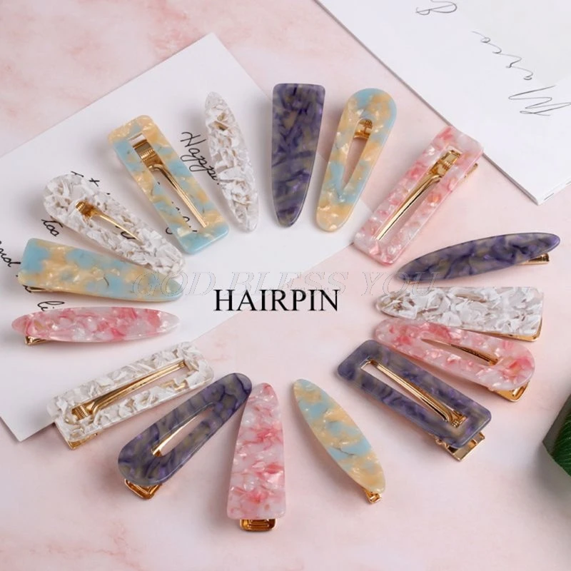 

16 Styles Sweet Candy Colored Acetate Duckbill Hair Clip Women Girls Marble Textured Pattern Geometric Hair pin Styling Barrette